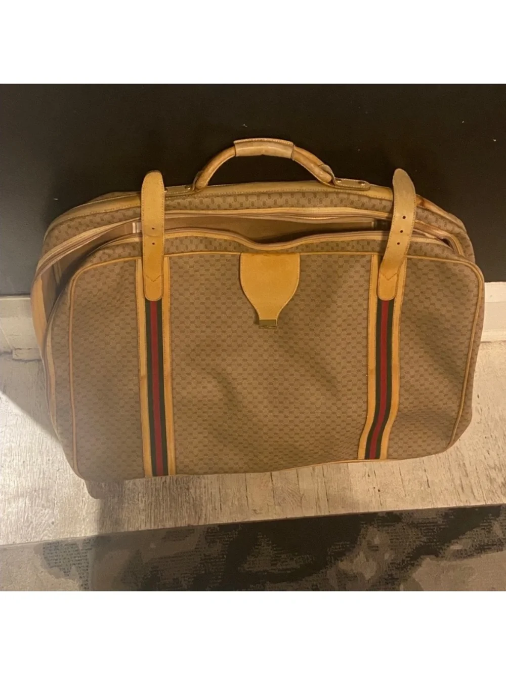 Gucci Brown and Red-Blue Stripe Travel luggage 30/23